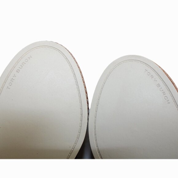 Tory Burch Grosgrain Ribbon Cream And Black Sling Back Platform Sandal, Size 8 - Picture 9 of 11